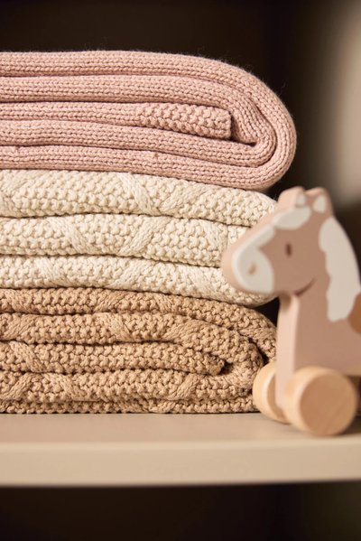 Детское одеяло Check Knit/Teddy Fleece от Jollein 75&times;100 см, Овсянка 517-511-68040 фото