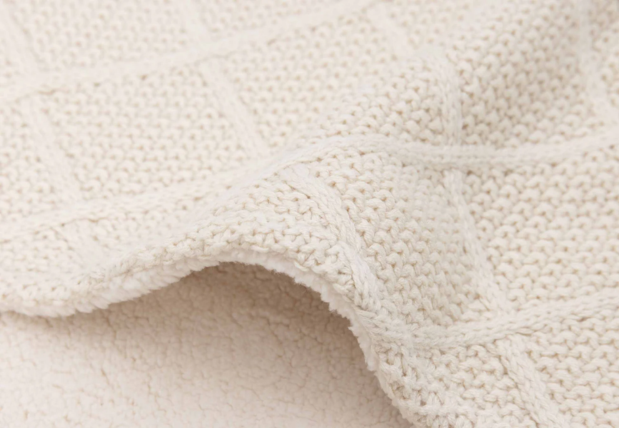 Детское одеяло Check Knit/Teddy Fleece от Jollein 75&times;100 см, Овсянка 517-511-68040 фото