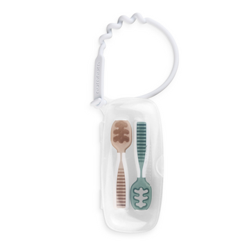Ложки GOOtensil pre-spoons від Numnum, Бежево-Зелені з чохлом Num.Beige/Case фото