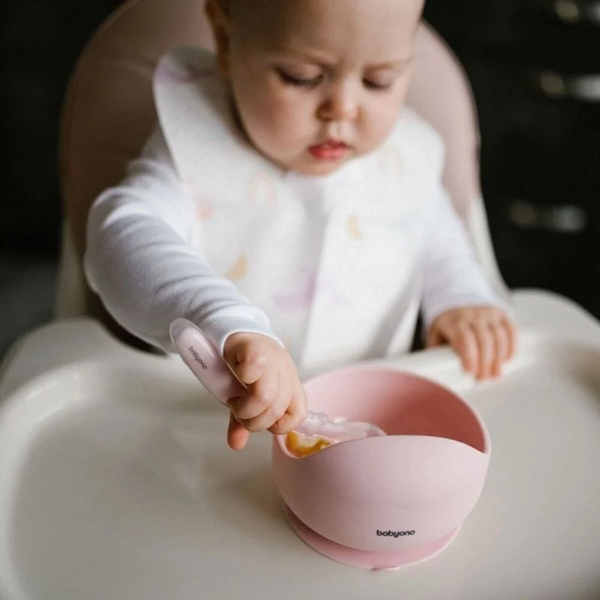 Миска силиконовая на присоске от Babyono, Розовая 1481/02 фото