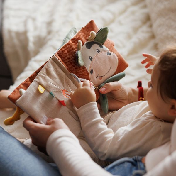 М'яка розвиваюча книжка на коляску від Babyono, Корівка Бінго 1690 фото