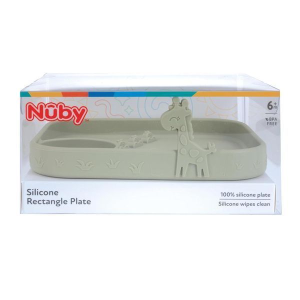Тарілка силіконова з жирафою від Nuby, Оливкова Nuby/pl/olive фото